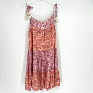 Lucky Brand Dress Womens L Pink Floral Patchwork Mini Boho Festival Hippie